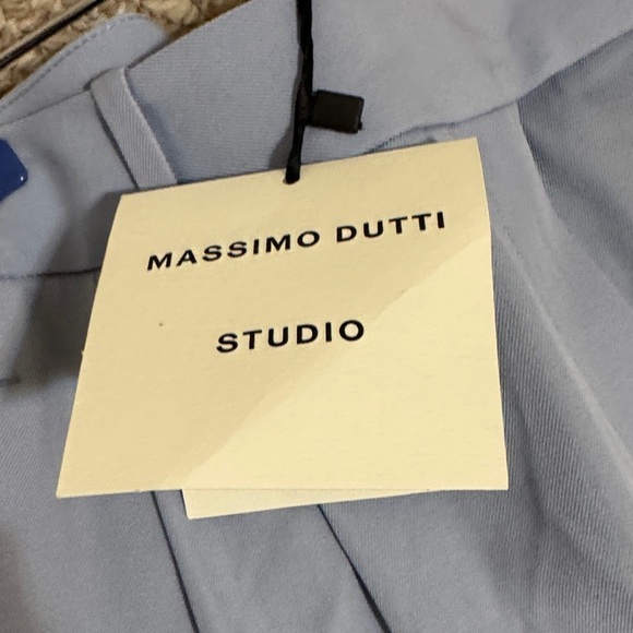 Massimo Dutti Sky Blue Wide-Leg Pants - Picture 4 of 5